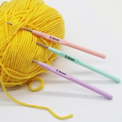 3 Stück/Set Häkelnadeln mit Kunststoffgriff Langlebige Stricknadel Tragbares Strickwerkzeug 2,0/2,5/3,0 mm für Garn DIY-Handwerk