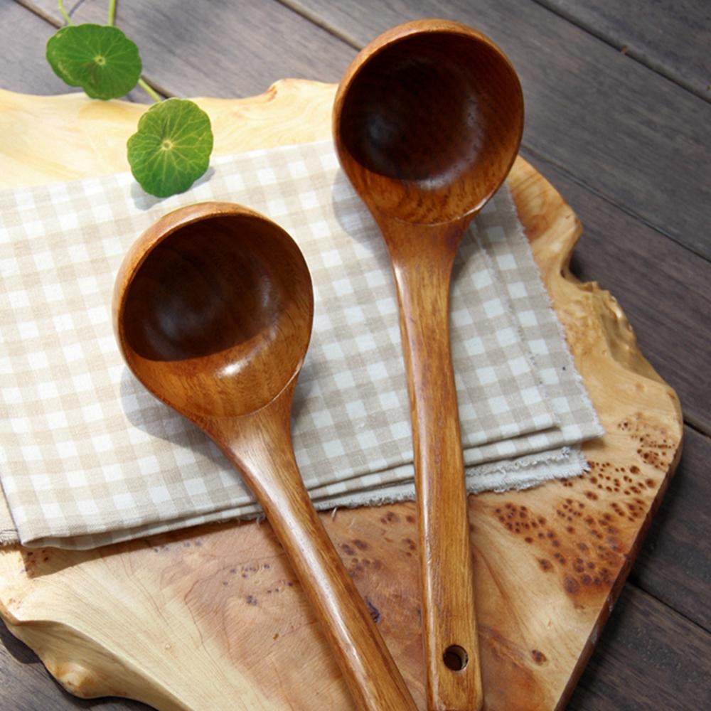 Mixing Stirrer Long Handle Natural Wooden Rice Soup Spoon Ladle Scoop Wood Spoon Soup Ladle