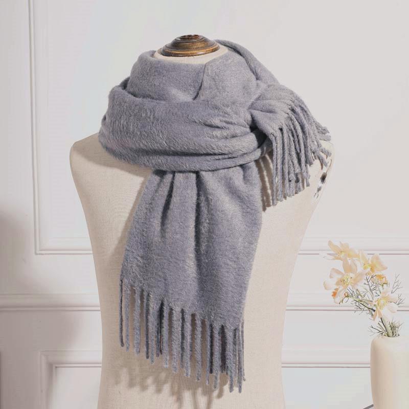 Imitation cashmere scarf women's autumn and winter mink hair men's scarf light luxury high-end sense solid color scarf Korean atmosphere sense