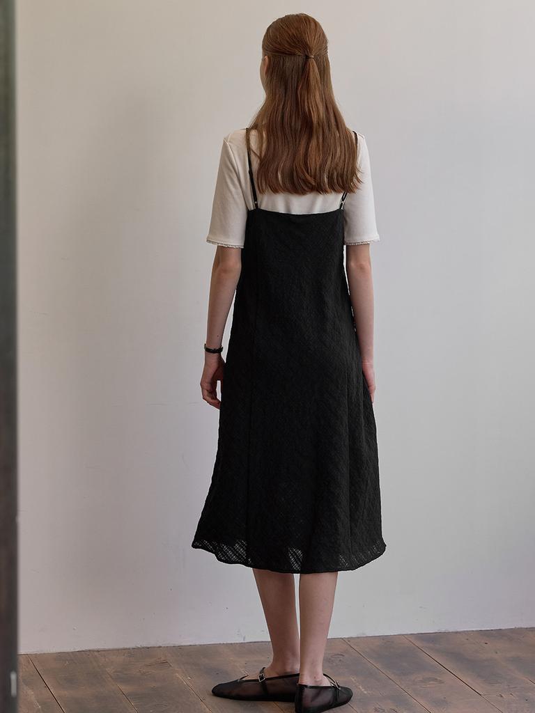 B Muse Mansion Bias Check Layered Dress - Black