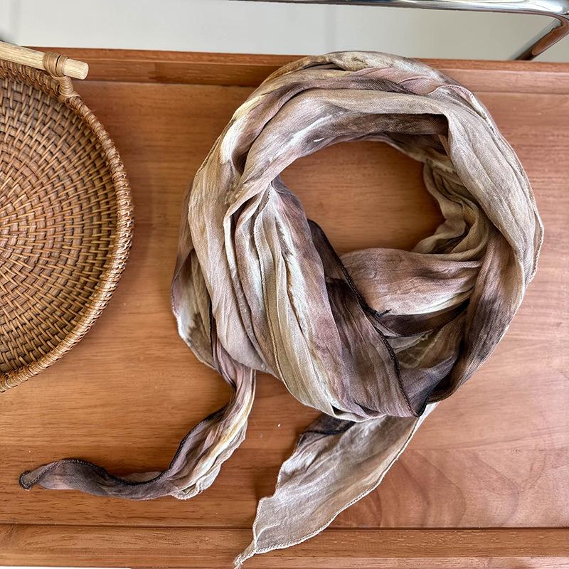 VREOVOR Tie-dye Scarf New Literary Style Thin Spring and Summer Shawl Clothing Outer Shawl Retro Fashion Trend