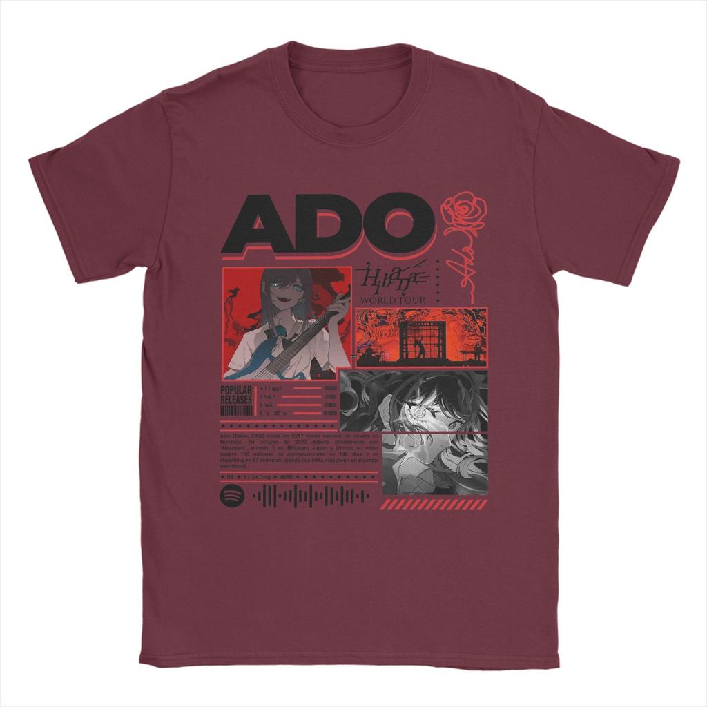 Męska koszulka ADO WORLD TOUR 100% bawełna Odzież Zabawna z krótkim rękawem z okrągłym dekoltem Koszulka Unikalne T-shirty