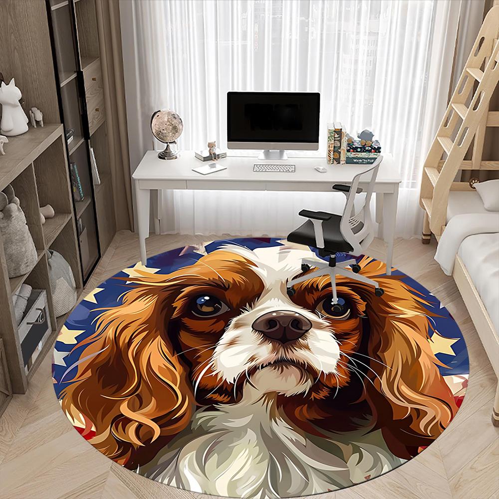 1PC Dog Stars Office Round Area Rug, Mat Suitable For Office, Under Office Chairs Bedroom Living Room Home Decor, Room Deco