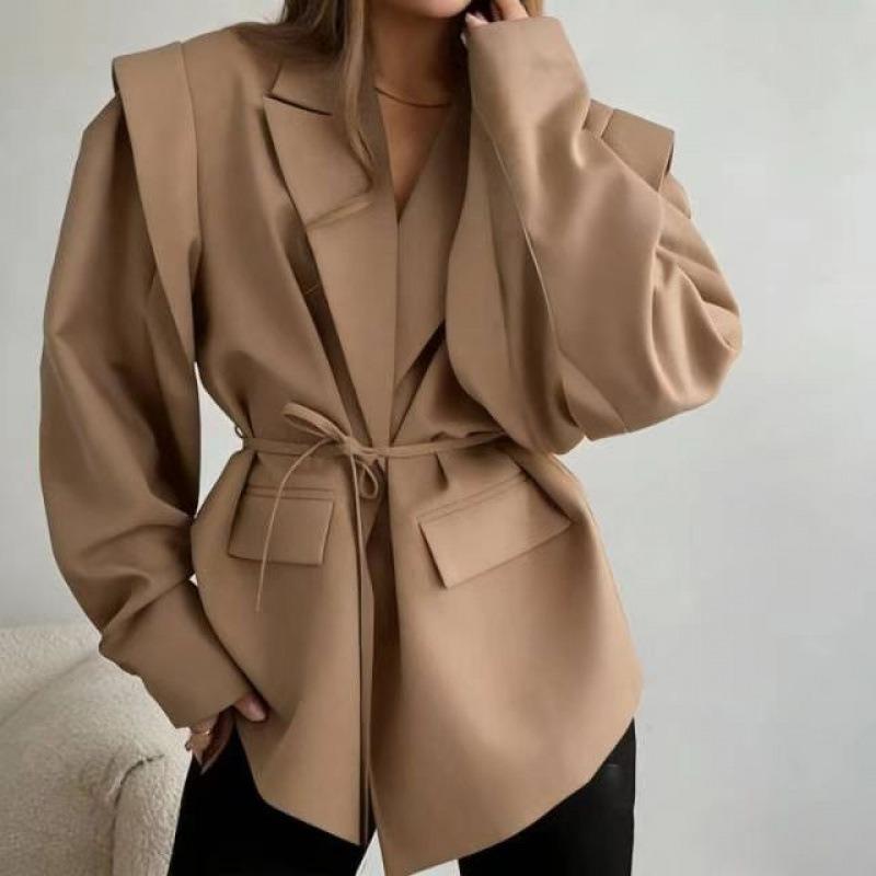 

BITCED Women s Vintage Casual Solid Color Print Autumn Winter Long Sleeve POLO Neck Jacket Unique designs & Coats XXXL рожевий колір золота