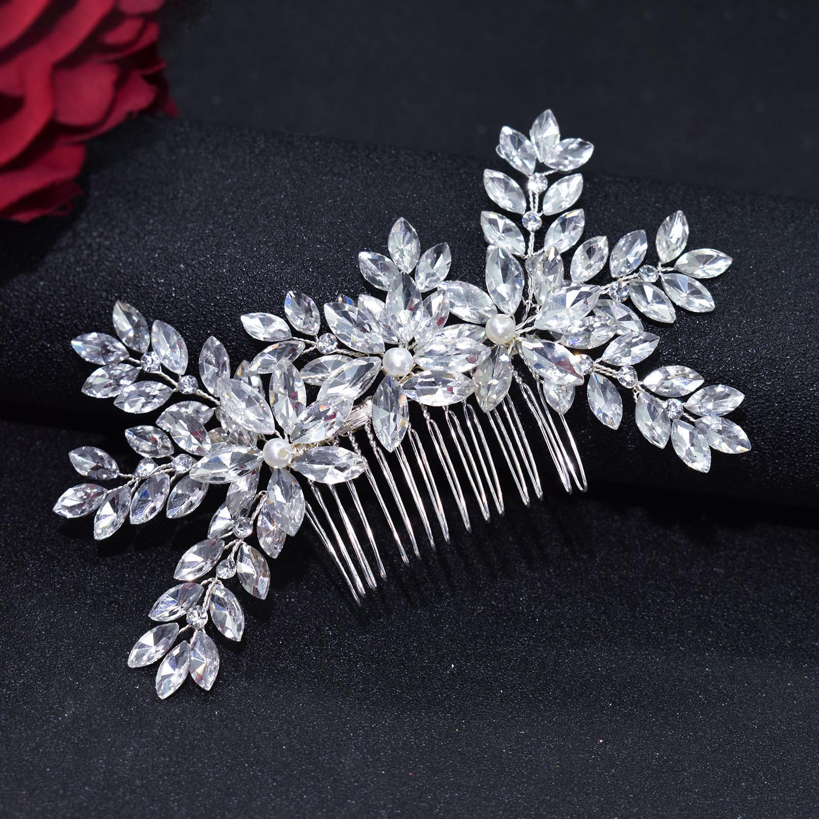 

Handcrafted Rhinestone Hair Comb for Bridal Updo - Original Design DZ024