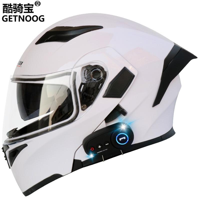 Kuqibao + электрический мотоциклетный шлем Bluetooth + откидной шлем + мотоциклетный шлем + FM дальнего действия с хвостовым крылом XL кислотные зеленого