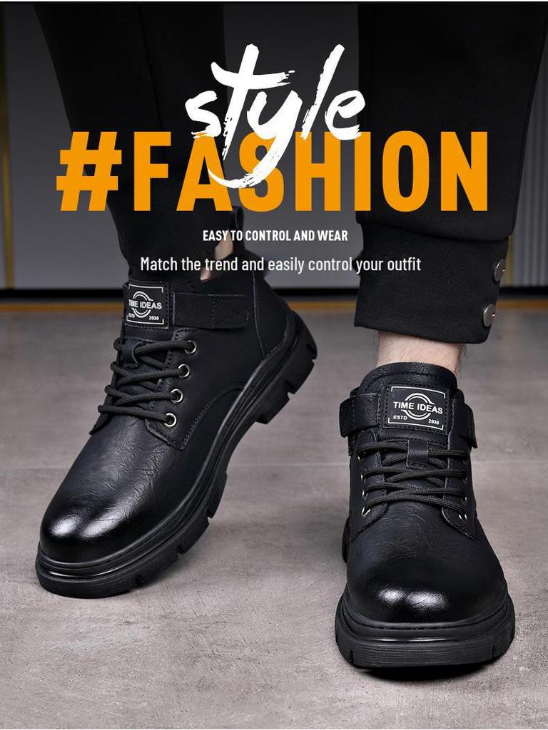 Men's 2023 Autumn/Winter High-Top Cotton Martin Boots: Stylish, Warm, Retro Leather Work Shoes