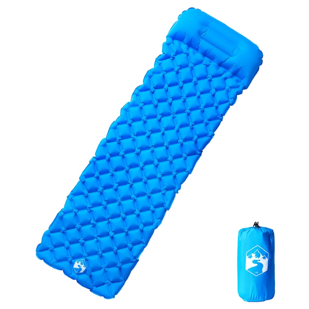 Inflatable Sleeping Mat with Pillow Blue