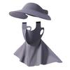 Women Hat with Face Guard Shawl Sun-Proof Breathable Solid Color Design Sun Hat Elastic Large Head Circumference Empty Top Hat