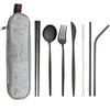 Silver Dinnerware Set Travel Cutlery Set Reusable Silverware Straw Spoons Forks Chopsticks Kitchen Accessory with Bag
