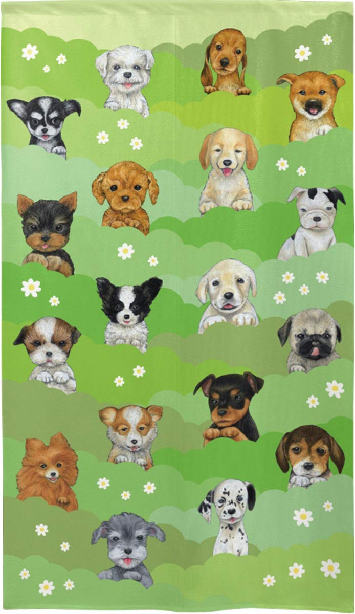 

Cosmo Noren 18 Greenery and 85cm x 150cm Curtain, Dogs, Flowers, Approx. (91198)