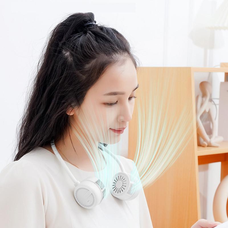 USB  Rechargeable Travel Camping Cooling Fan Portable Electric Neck Hanging Fan Foldable Outdoor Small Fan