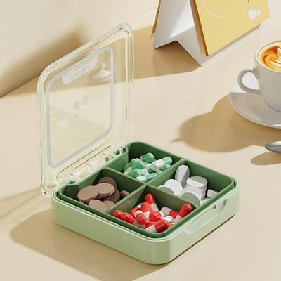 Portable Detachable Plastic Medicine Box with Four Compartments Convenient Household Travel Storage Solution Medicine Organizer