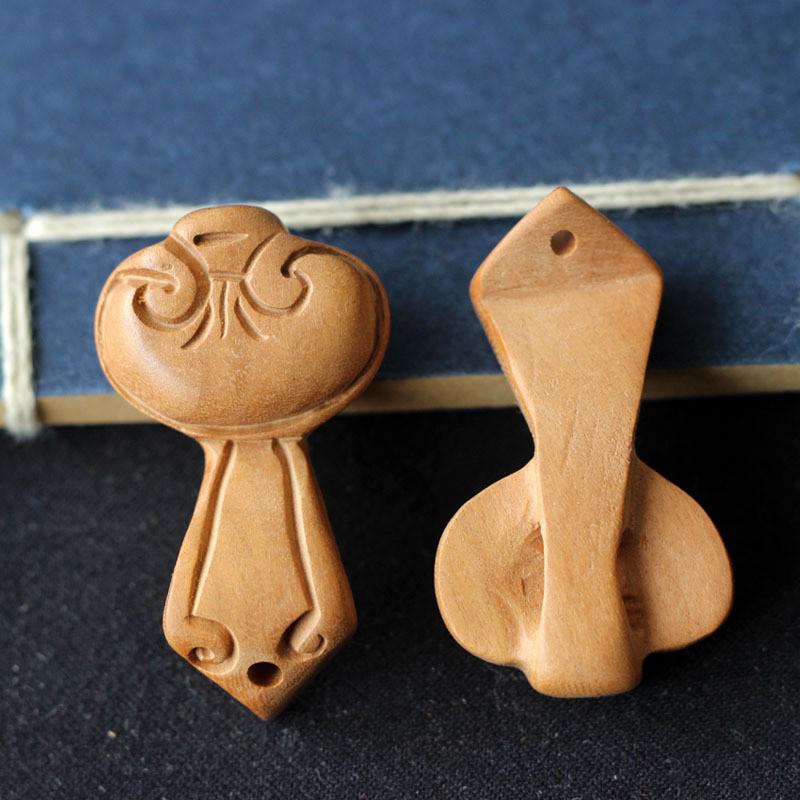 Handmade Peach Wood Ruyi Carving Pendant: DIY Jewelry Accessories, Wooden Wenge Crafts