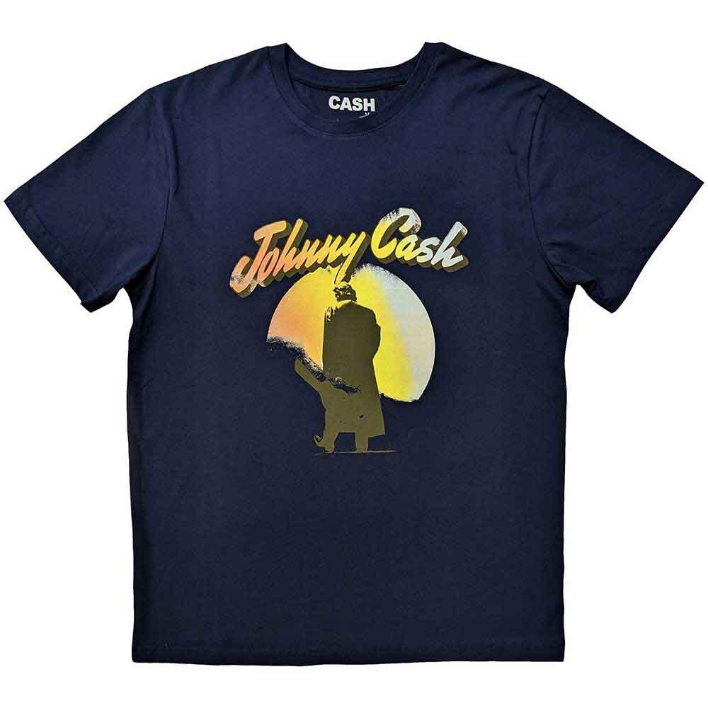 Johnny Cash Walking Guitar T-Shirt Blue New Unisex T-Shirt S