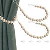 Home Office Window Decor Boho Beaded Curtain Tieback, Modern Holder with Adhesive Hook, Handmade No Drilling Required, Drapery Holdback for Farmhouse