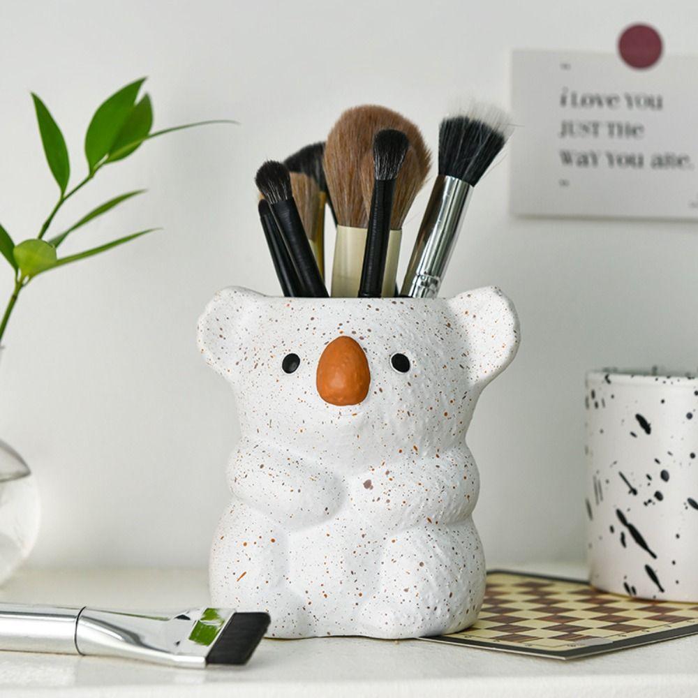 Multi-function Koala Storage Box Plastic Makeup Brush Cylinder Koala Pen Holder  Stationery