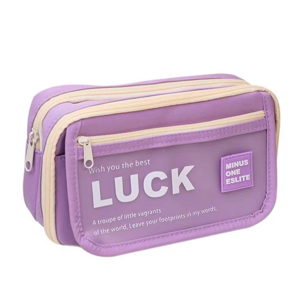 Large Capacity Translucent Pen Bag Matte Texture Stationery Box Translucent Pencil Case  Students