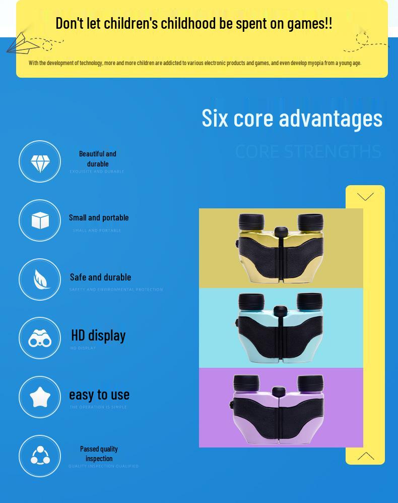 Portable Children's Binocular Telescope with Light and Auto Focus