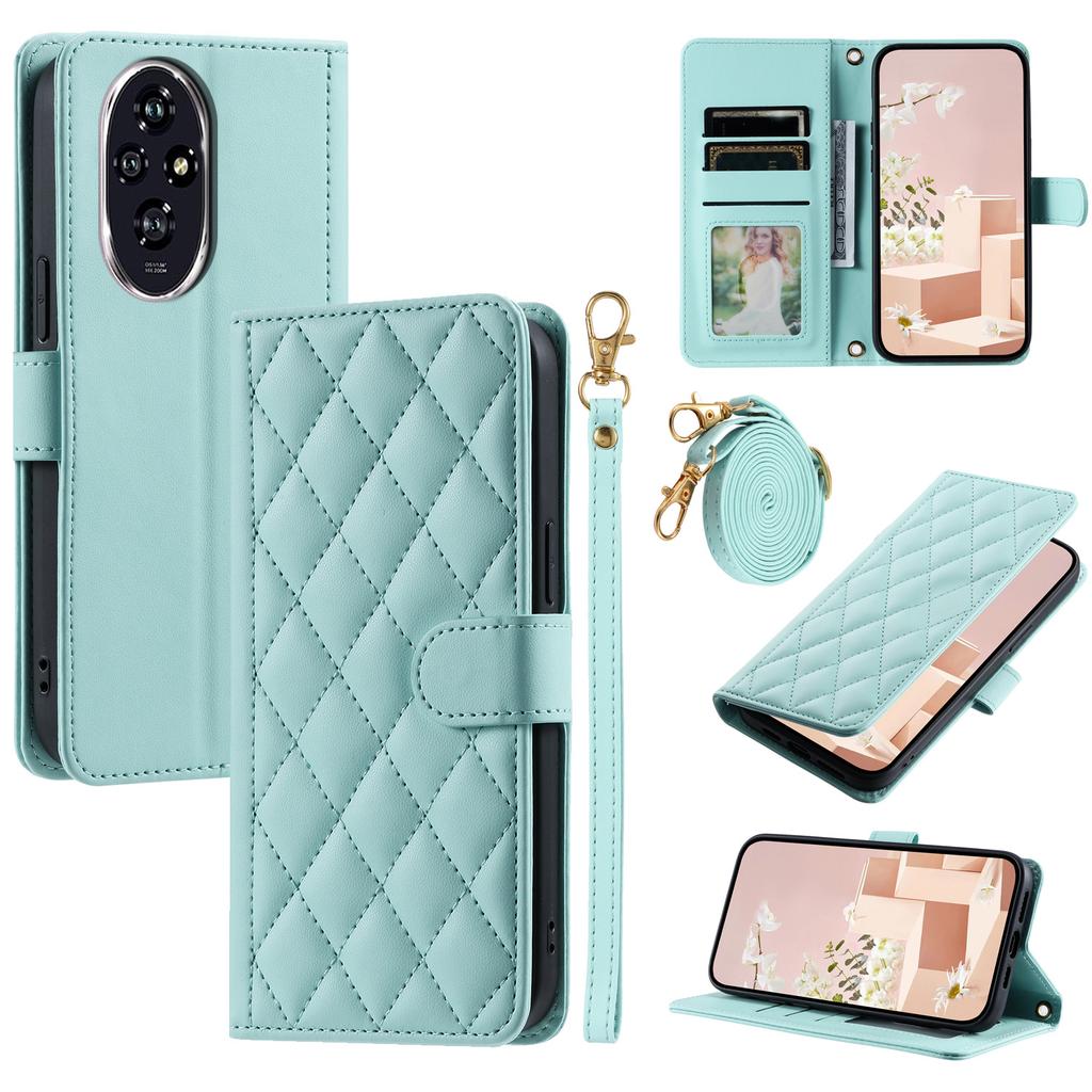 For Honor 200 5G Wallet Case Rhombus Grid PU Leather Phone Cover