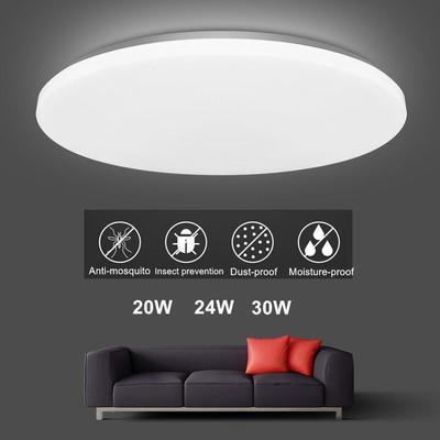 LED Круглый потолочный светильник 20W 24W 30W Светодиодный потолочный светильник IP44 Светильники для ванной комнаты Flush Mount Потолочный светильник для спальни, кухни, офиса, крыльца-220V