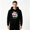 Men's Be Positive Letter Print Casual Pullover Hoodie, Soft Long Sleeve Hooded Sweatshirt For Daily Wear
