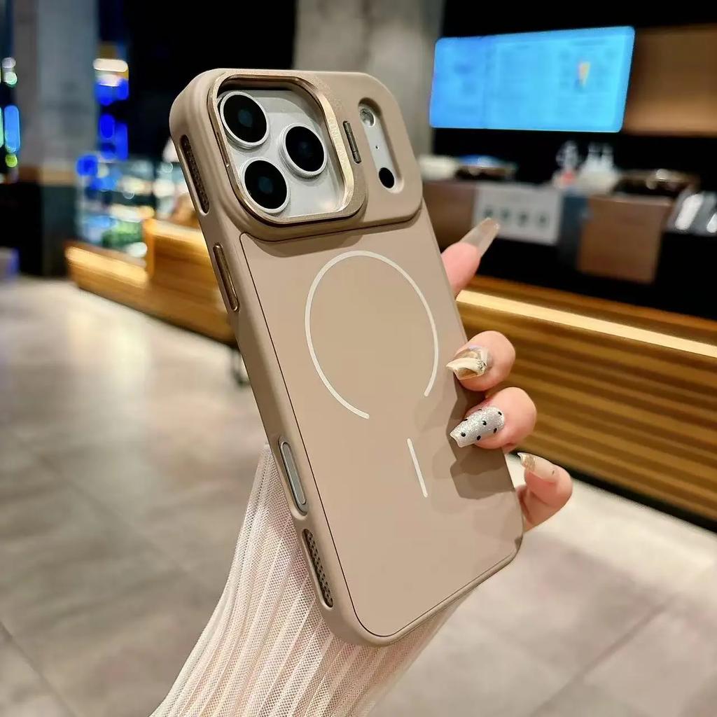 New Silicone Heat Dissipation Shockproof Case For IPhone 17 Air 16 15 14 13 12 11 17 Pro Max Magnetic Magsafe Lens Holder Cover