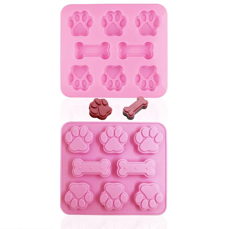 Cartoon Dog Footprints Silicone Cake Mold Done Creative Cookies, Cartoon Dog Bones Dog PAWS ice Cube Mold Gummy Pudding Jelly Ch