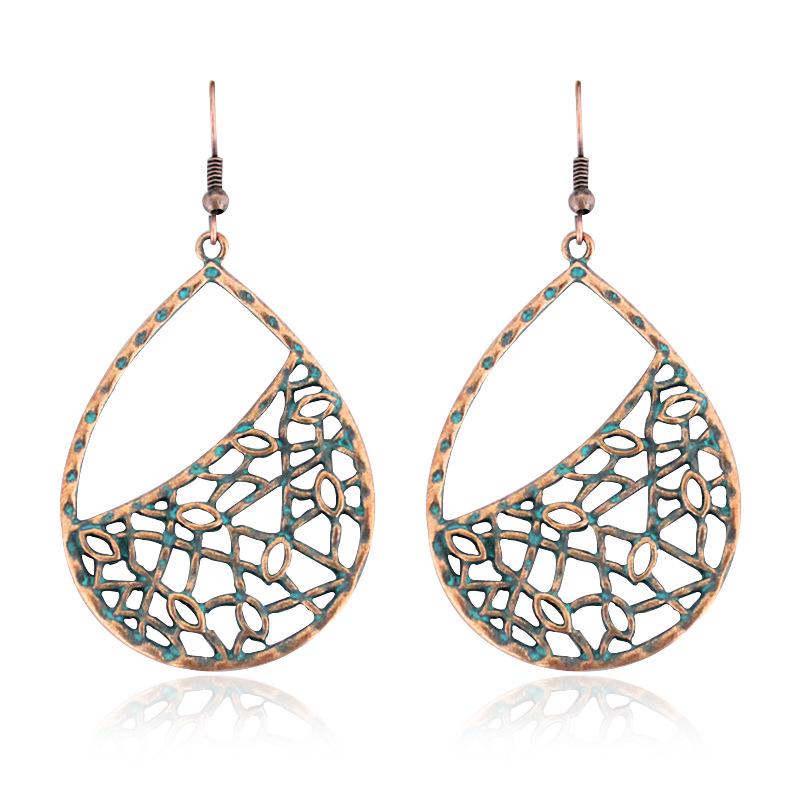 Elegant Retro Bohemian Oval Alloy Water Drop Earrings