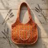 Shoulder Bag usalover925 Orange Quilted Cotton Floral Print Shoulder Bag 19