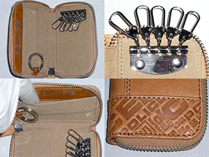 POLICE Italian Nume Series Round Zipper 5 Row Key Case 0551 Brown