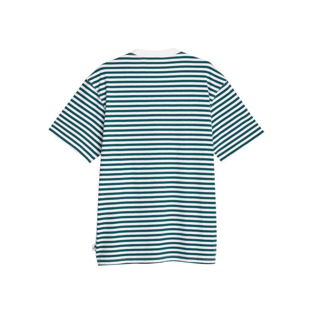 Puma Mmq Service Line Tee Striped Loose Fit Crew Neck Short Sleeve T-Shirt Unisex Tops Green 620839-02