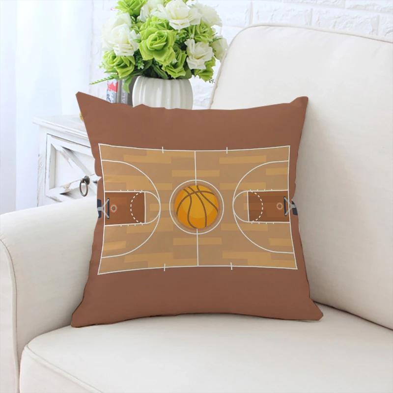 Kissenbezug I Love Basketball Sofakissenbezug Beidseitig bedruckt Kurzer Plüsch Stuhl Lendenwirbelstütze Bett Schlafkissen 50x50