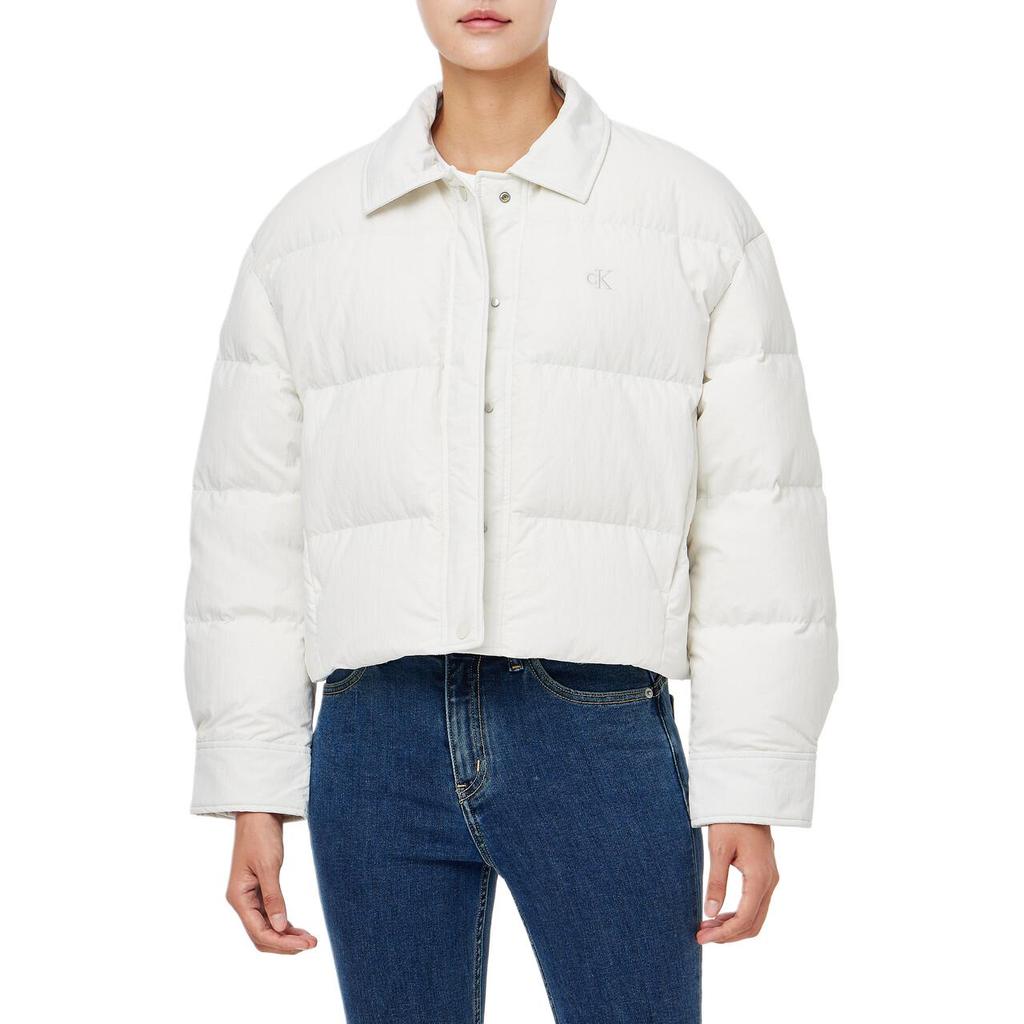 Calvin Klein Solid Color Quilted Lightweight Long Sleeve Down Jacket Women outerwear White J225424-YBI