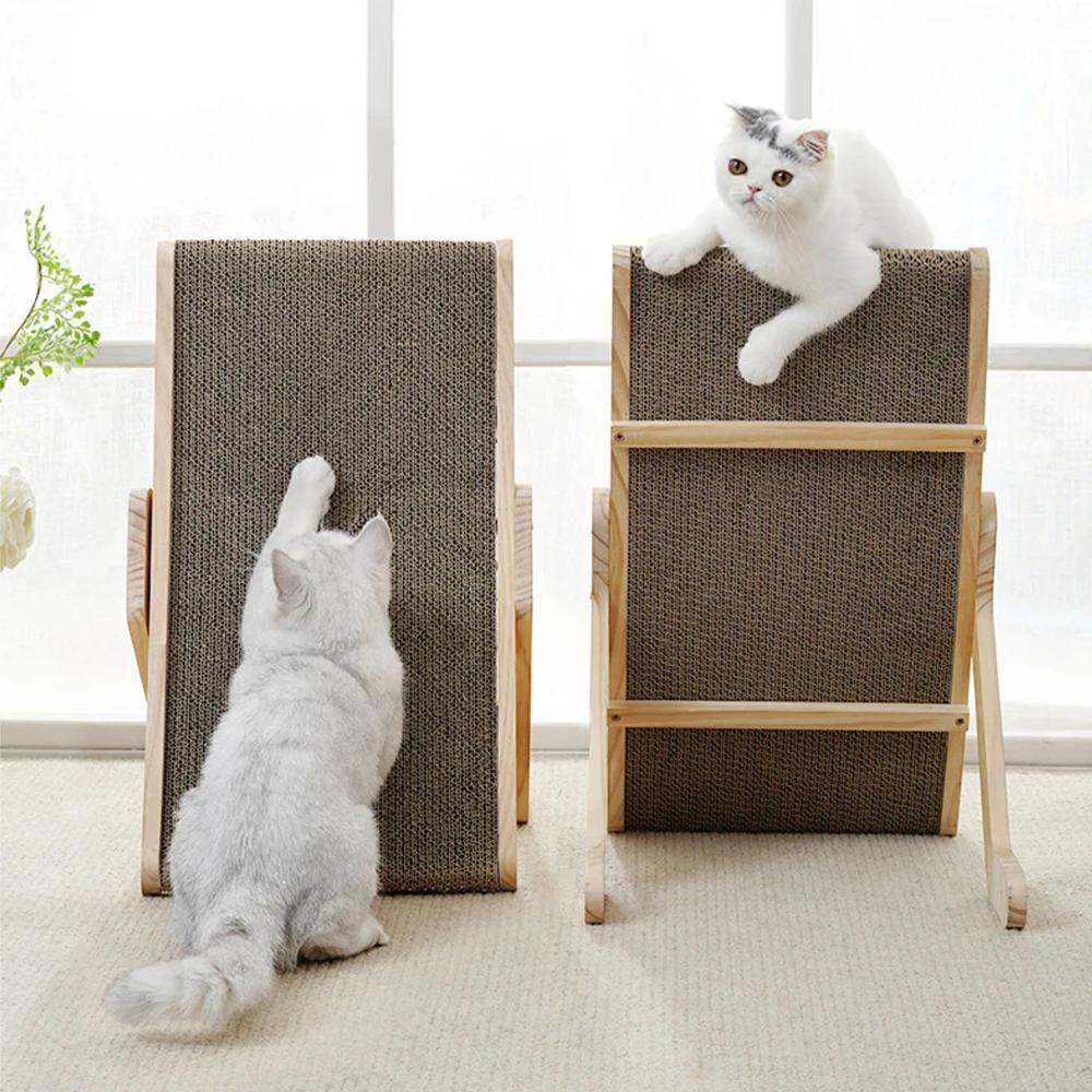 Wooden Frame Kitten Scrapers Scratching Bed Reversible Pet Furniture For Cats 5 in 1 Toys Cat Scratcher Cardboard With Solid