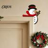 Indoor Christmas Party Supplies Wooden Door Corner Sign, Santa Snowman Cat Cartoon Holiday Entrance Decorations Frame Decor, Reusable Festive