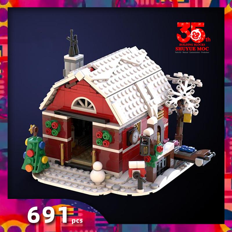 Brick Christmas Tree Pickup Star Wing Vacation Xmas Houses Train Reindeer Ornament Santa Christmas Wreath Building Block