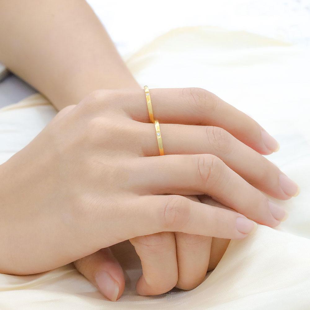 Stylish And Simple 18K Gold Micro-Inlaid Zircon Plain Ring Ring, Ultra-Fine Titanium Steel Single Diamond Ring For Women