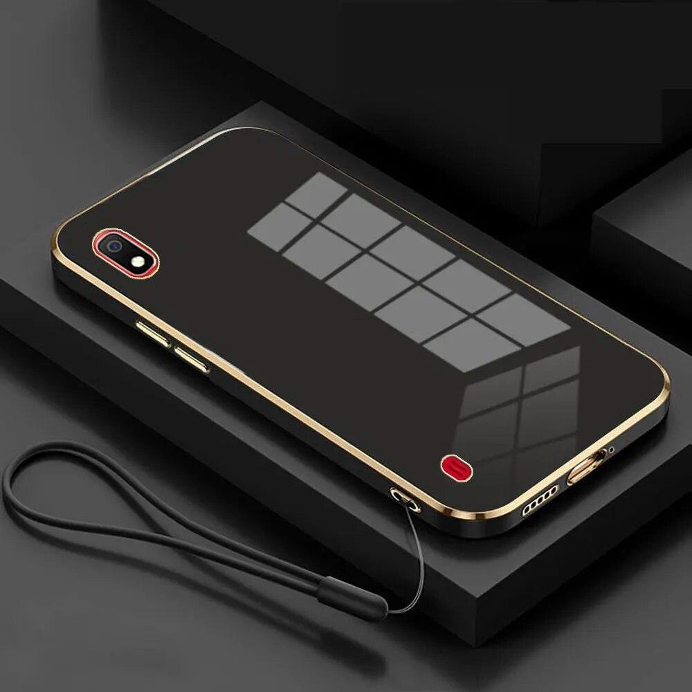 

Чехол для Samsung A10 Galaxy A10, чехол SM-A105F SM-A105G SM-A105M SM-A105, роскошный чехол для телефона с квадратным покрытием, противоударная задняя крышка Galaxy A10&Case & Strap чёрный/серый