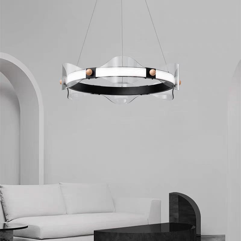 Nordic Minimalist Glass Ring Pendant Light for Living Rooms, Bedrooms, Studies, Showrooms, and Restaurants.