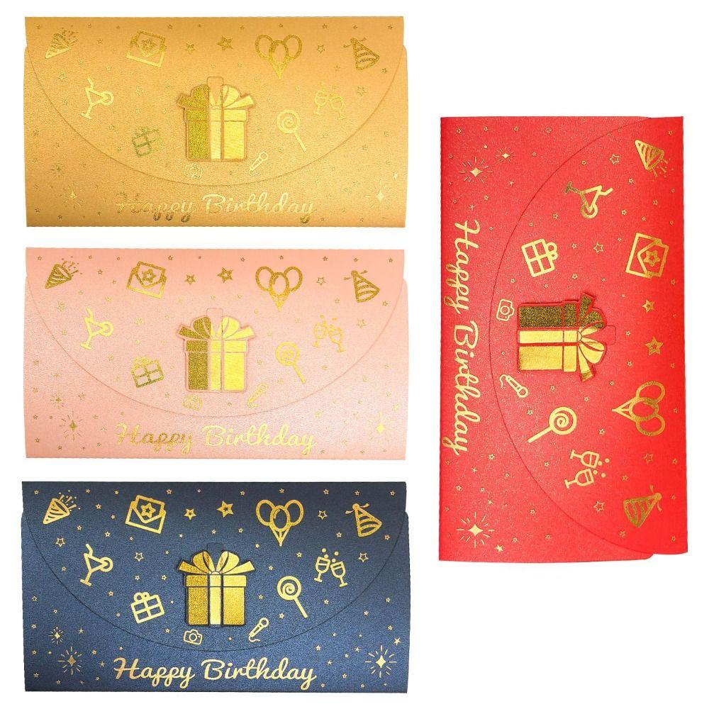 3D Pop-Up Birthday Red Envelope Greeting Card Can Hold 1-20 Cash Foldable Musical Light Greeting Card Gold Gold-stamped Cover
