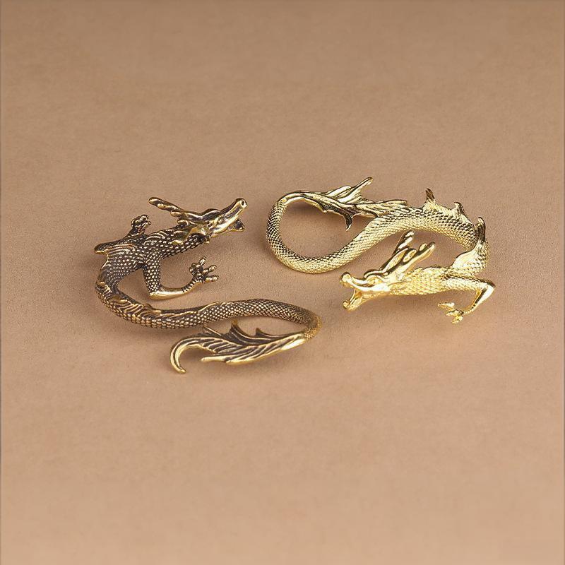 Retro Messing Tierkreiszeichen Drache Kleine Statue Schreibtischornament Chinesische Fabelwesen Figuren Retro Haus Feng Shui Dekorationen Handwerk