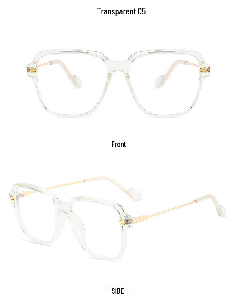 Retro TR Large Frame Flat Lenses Men's Anti-Blue Light Glasses