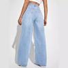 Fashion High Waist Straight Jeans Women Autumn Blue Casual Loose Wide Leg Jeans Trousers Striped Palazzo Pants