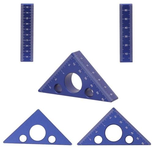 FTtool Aluminum Alloy 3D Triangle Ruler, Height Gauge, Marking, Multi-Function Measuring Tool, Rust-Resistant, Dual Inch/Millimeter Scale, for Woodwor