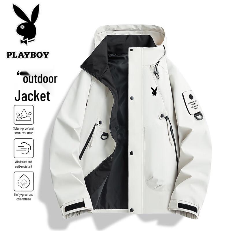 Playboy Men's Outdoor Windproof Waterproof Hooded Jacket