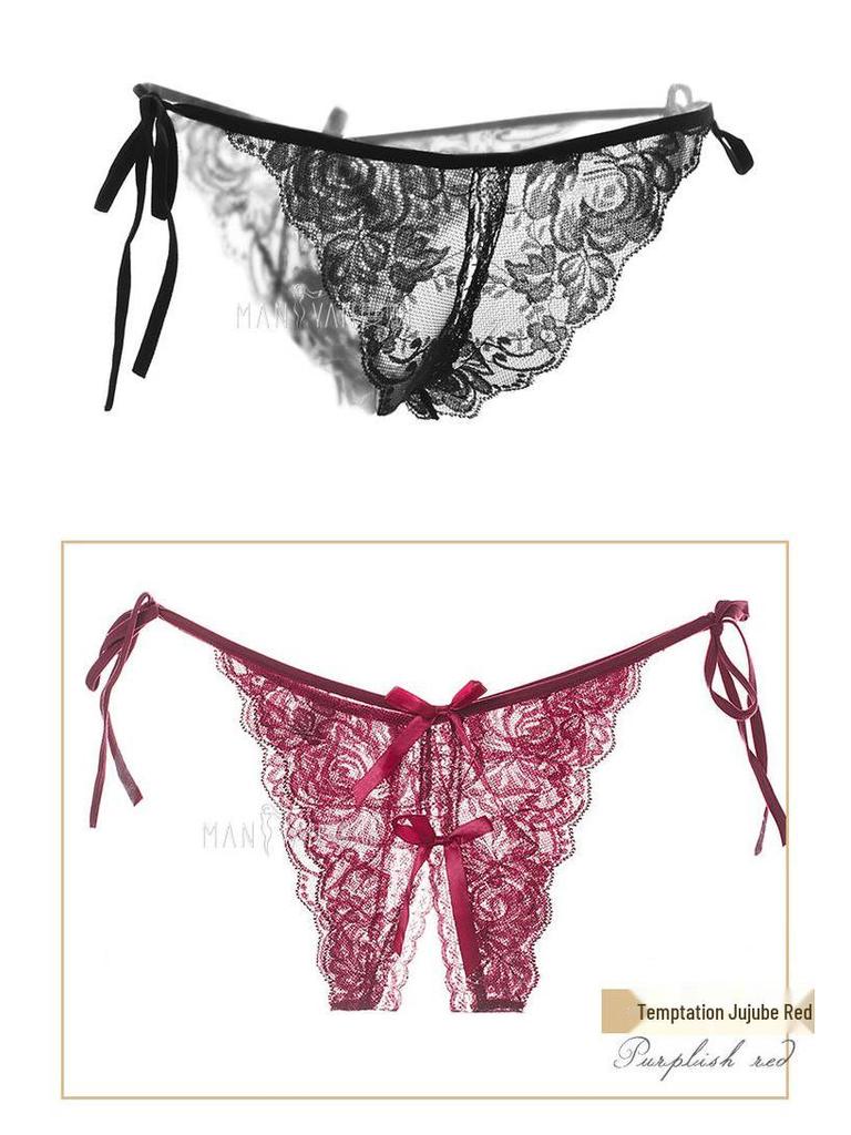 Seductive Japanese Lace Open Crotch Panties Set