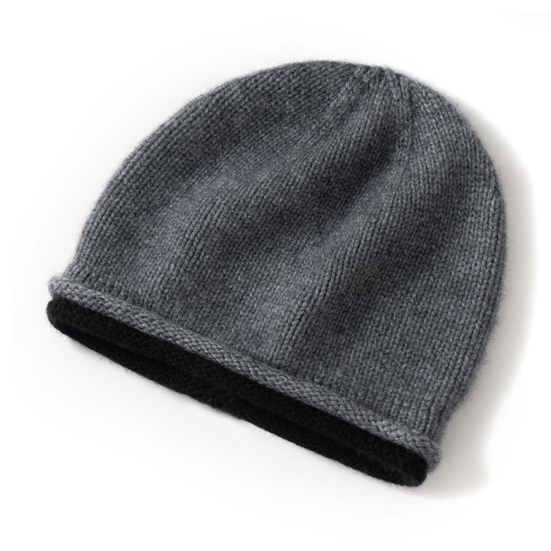 Unisex Cashmere Slouchy Beanie: Double-Sided Knit Hat for Autumn/Winter Warmth