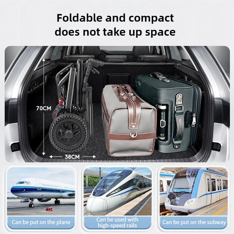 Scaun cu rotile manual portabil pentru vârstnici, ușor și pliabil, pentru vârstnici, pliabil, scuter de mers pe jos