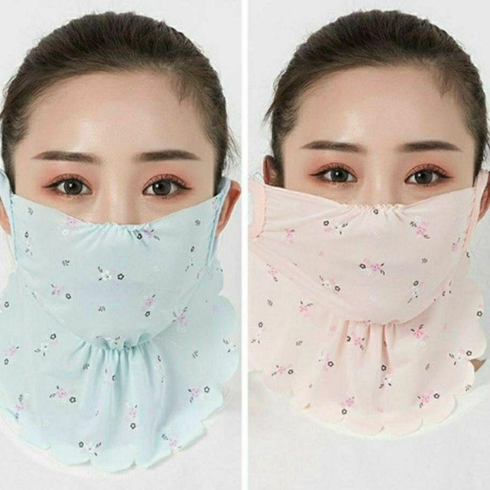Flower Pattern Ice Silk Mask UV Protection Face Gini Mask Breathable Face Cover  Hiking